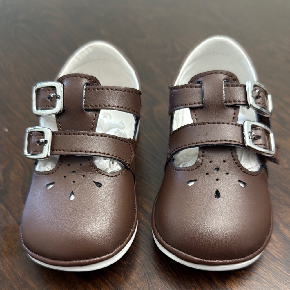 L'Amour (Angel Baby) Brown Dress Shoes with Double Buckle